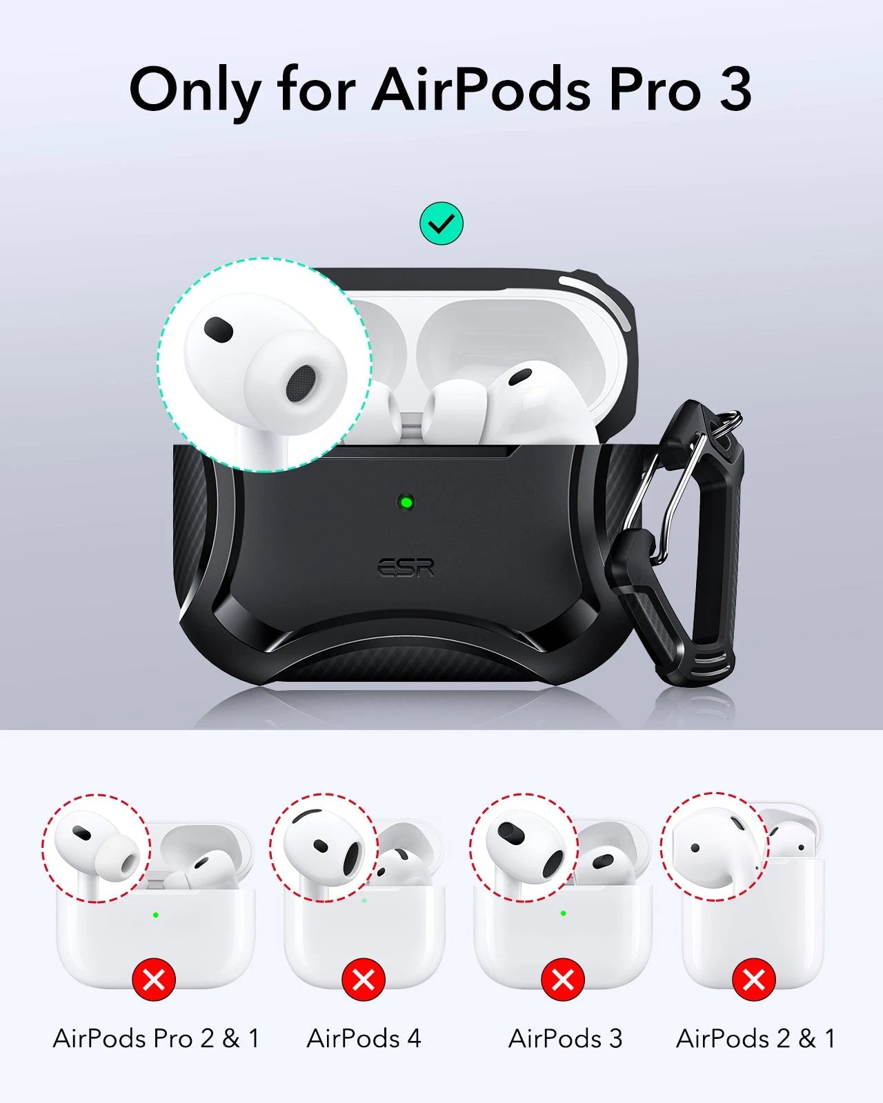 15W 3-in-1 Wireless Charging Station with CryoBoost (HaloLock) and AirPods Pro 3 Cyber Tough Case Bundle - Black - US Plug - Image 10