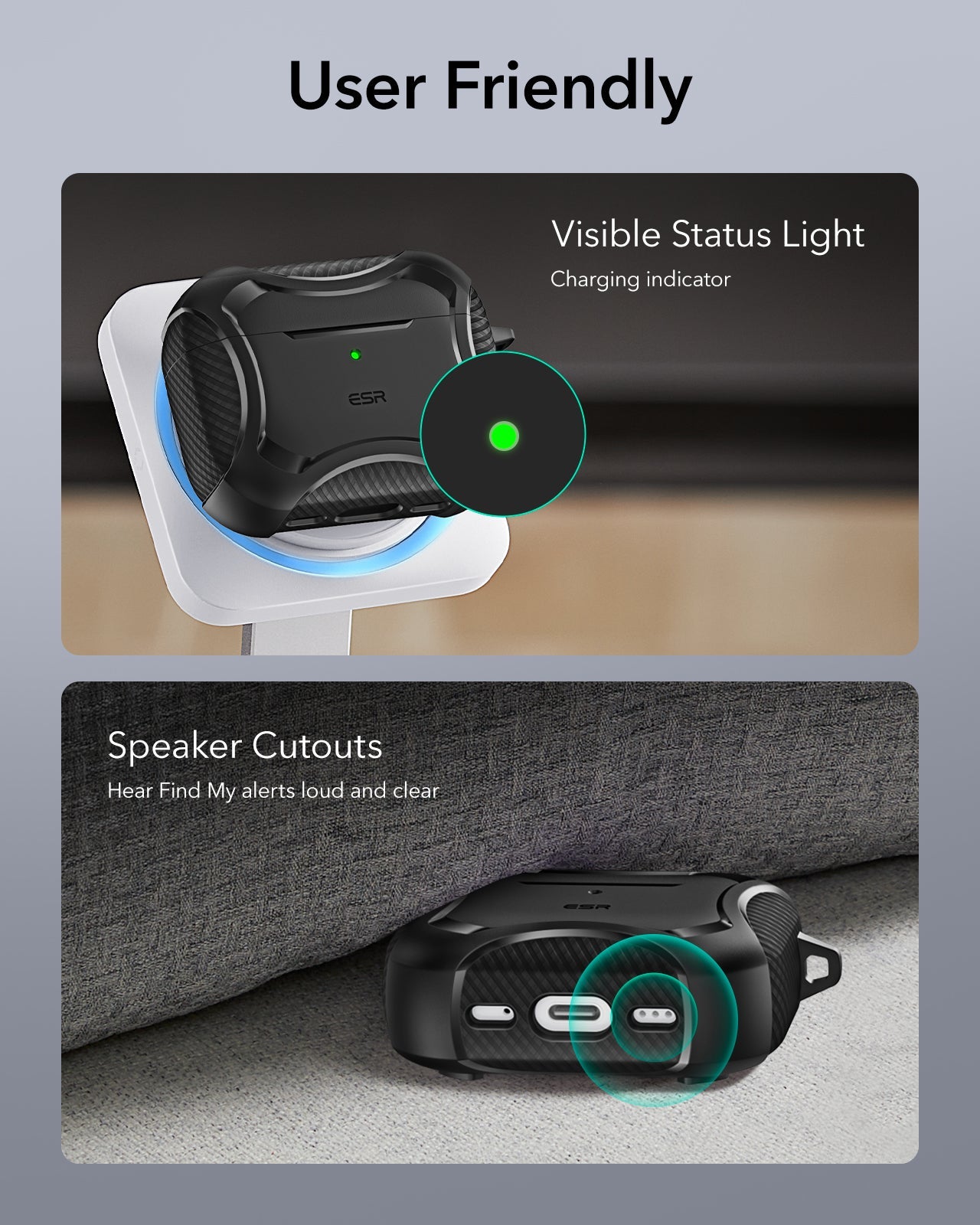 15W 3-in-1 Wireless Charging Station with CryoBoost (HaloLock) and AirPods Pro 3 Cyber Tough Case Bundle - Black - US Plug - Image 17