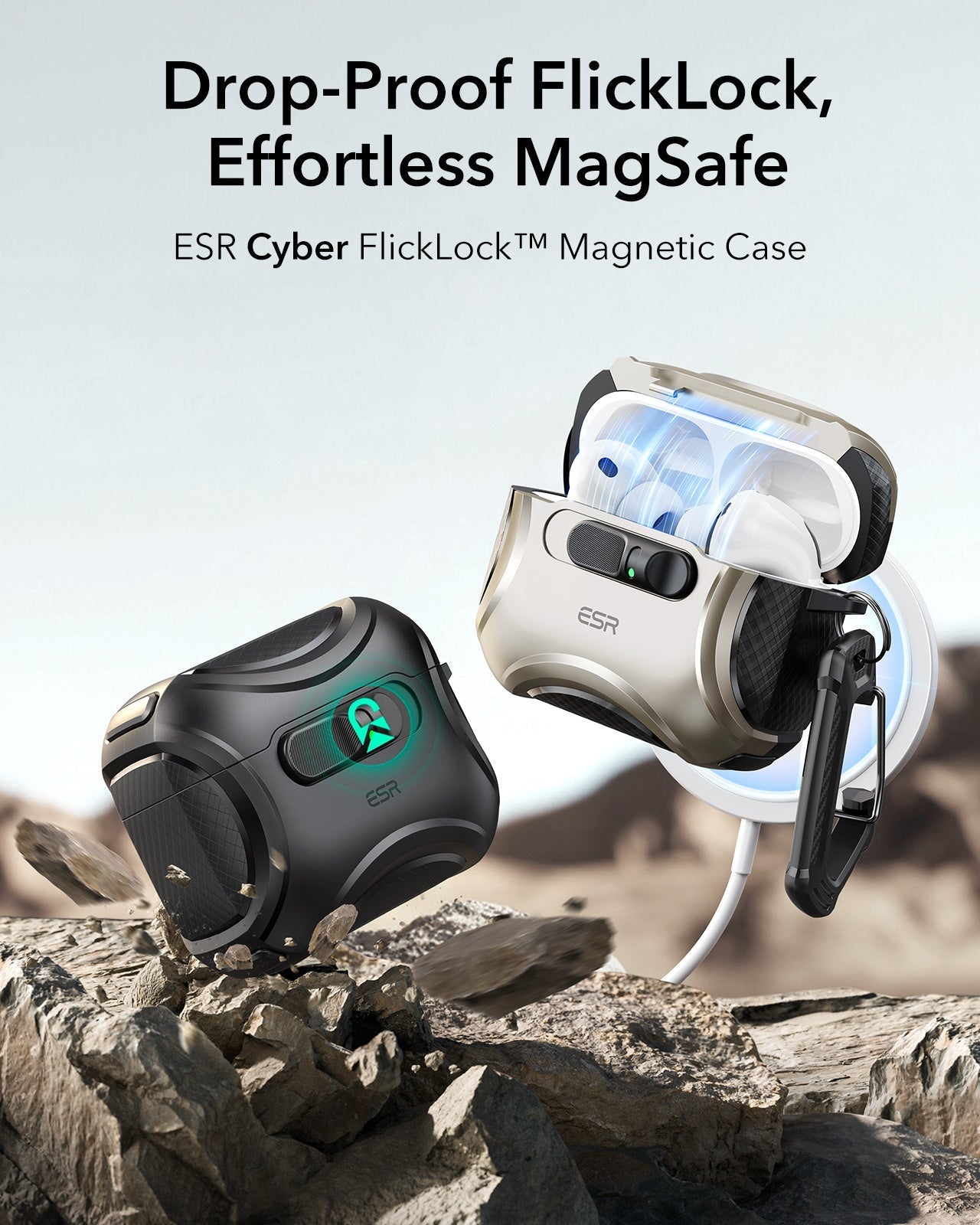 25W CryoBoost Foldable 3-in-1 Magnetic Charger and AirPods Pro 3 Cyber FlickLock Case Bundle– EU Plug-Black&Titanium - Image 11