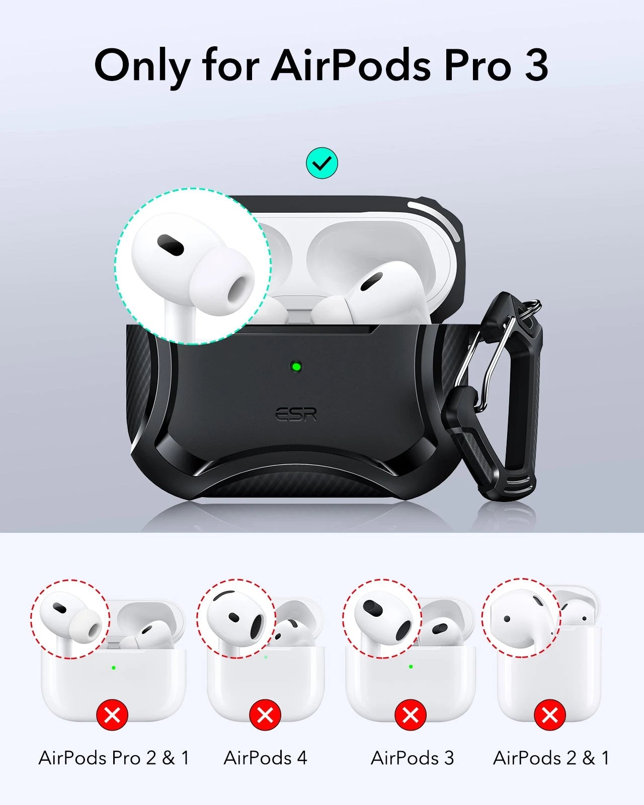 15W Dashboard Wireless Car Charger and AirPods Pro 3 Cyber Tough Case Bundle-Black - Image 9