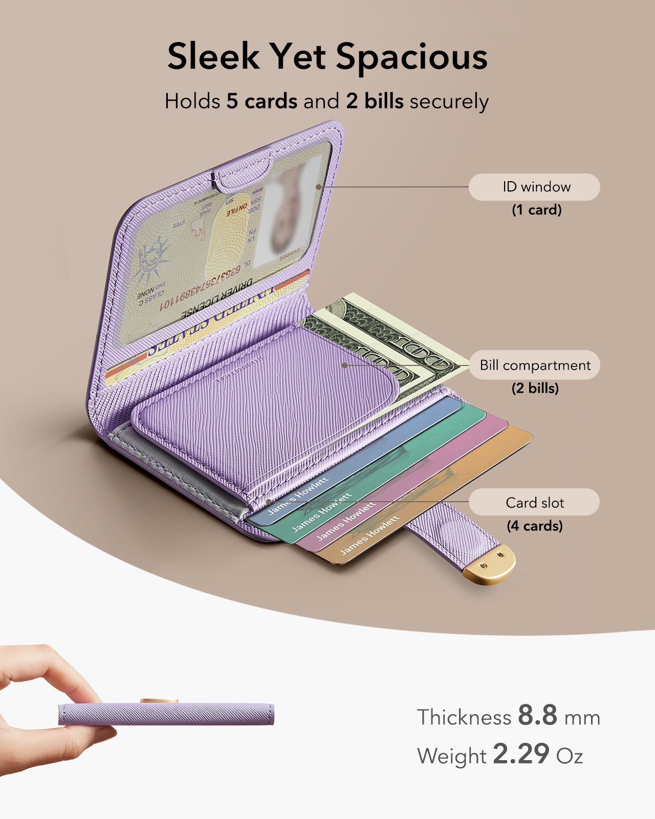 Aura Clutch Magnetic Wallet - Lavender - Image 4