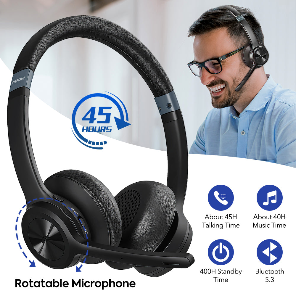 Mpow HC9 Bluetooth Headset V5.3 with Noise Cancelling Microphone - Image 2