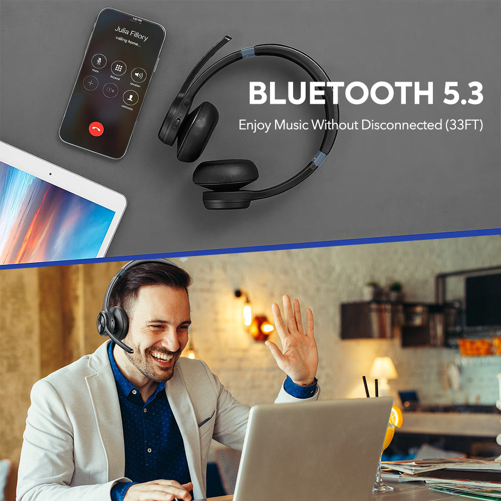 Mpow HC9 Bluetooth Headset V5.3 with Noise Cancelling Microphone - Image 8