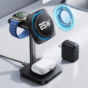 CryoBoost 3-in-1 Magnetic Charging Station (25W, Qi2.2) - JP Plug–Black