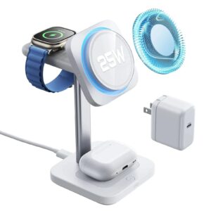 CryoBoost 3-in-1 Magnetic Charging Station (25W, Qi2.2) - US Plug–White