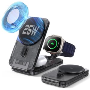 CryoBoost Foldable 3-in-1 Magnetic Charging Station (25W) – US Plug-Frosted Graphite