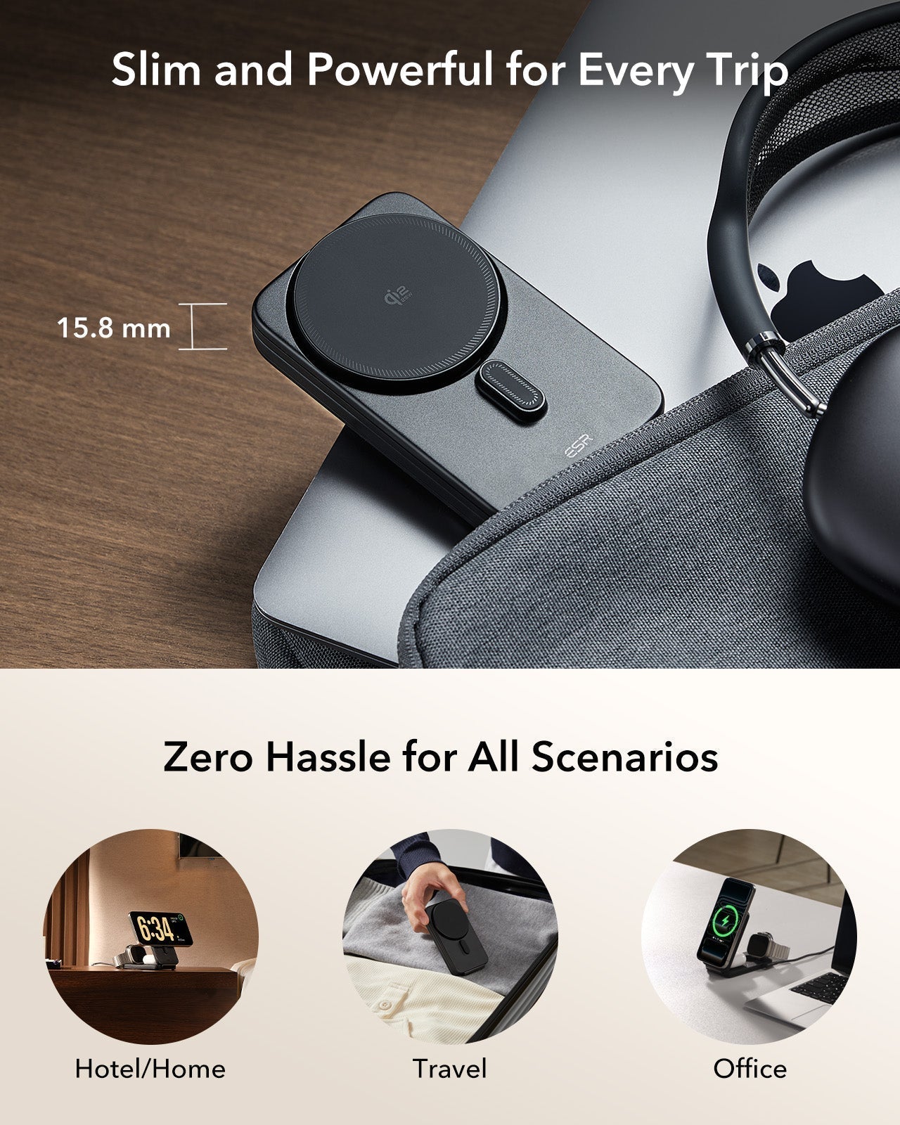 25W CryoBoost Foldable 3-in-1 Magnetic Charger and AirPods Pro 3 Cyber FlickLock Case Bundle– EU Plug-Black&Titanium - Image 3