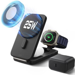 CryoBoost Foldable 3-in-1 Magnetic Charging Station (25W) – US Plug-Black