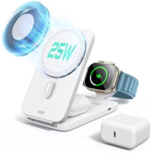 CryoBoost Foldable 3-in-1 Magnetic Charging Station (25W) – JP Plug-White