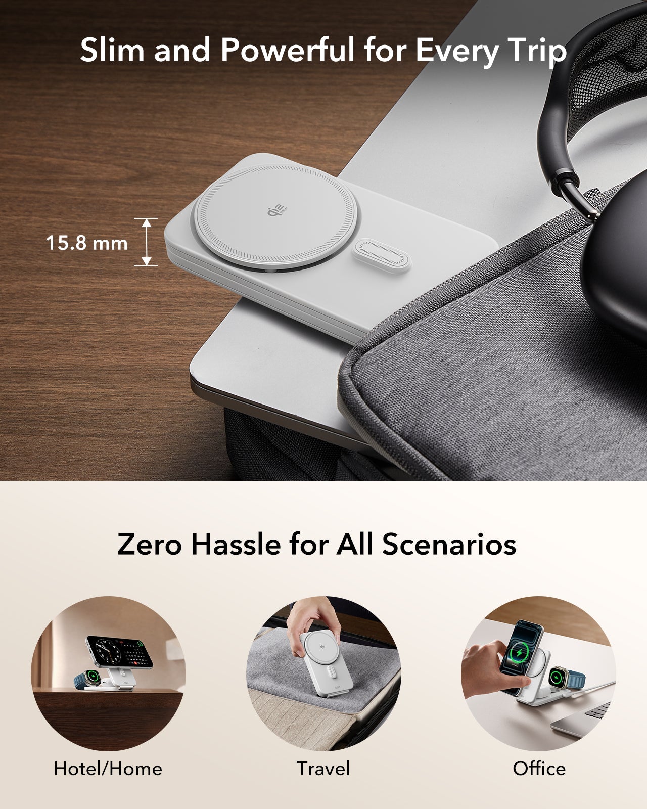 CryoBoost Foldable 3-in-1 Magnetic Charging Station (25W) – JP Plug-White - Image 4