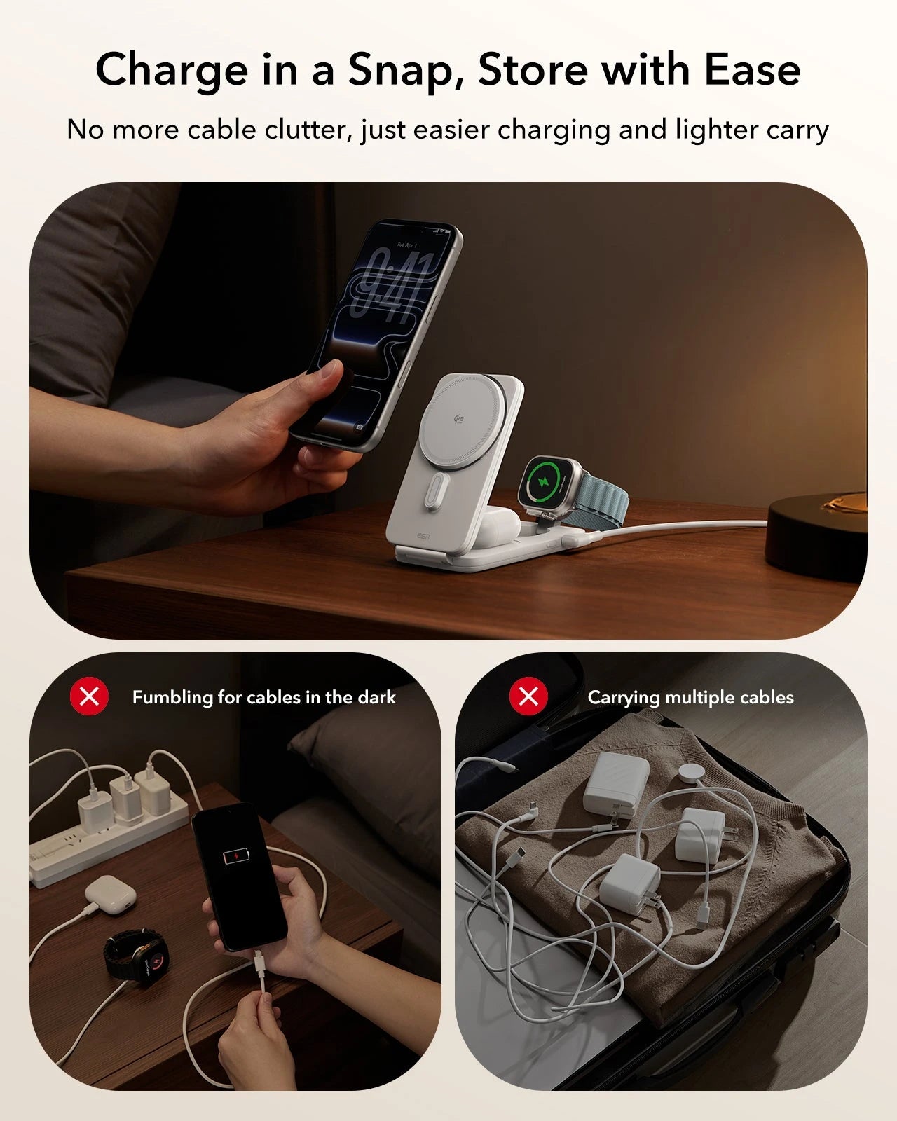 CryoBoost Foldable 3-in-1 Magnetic Charging Station (25W) – JP Plug-White - Image 8