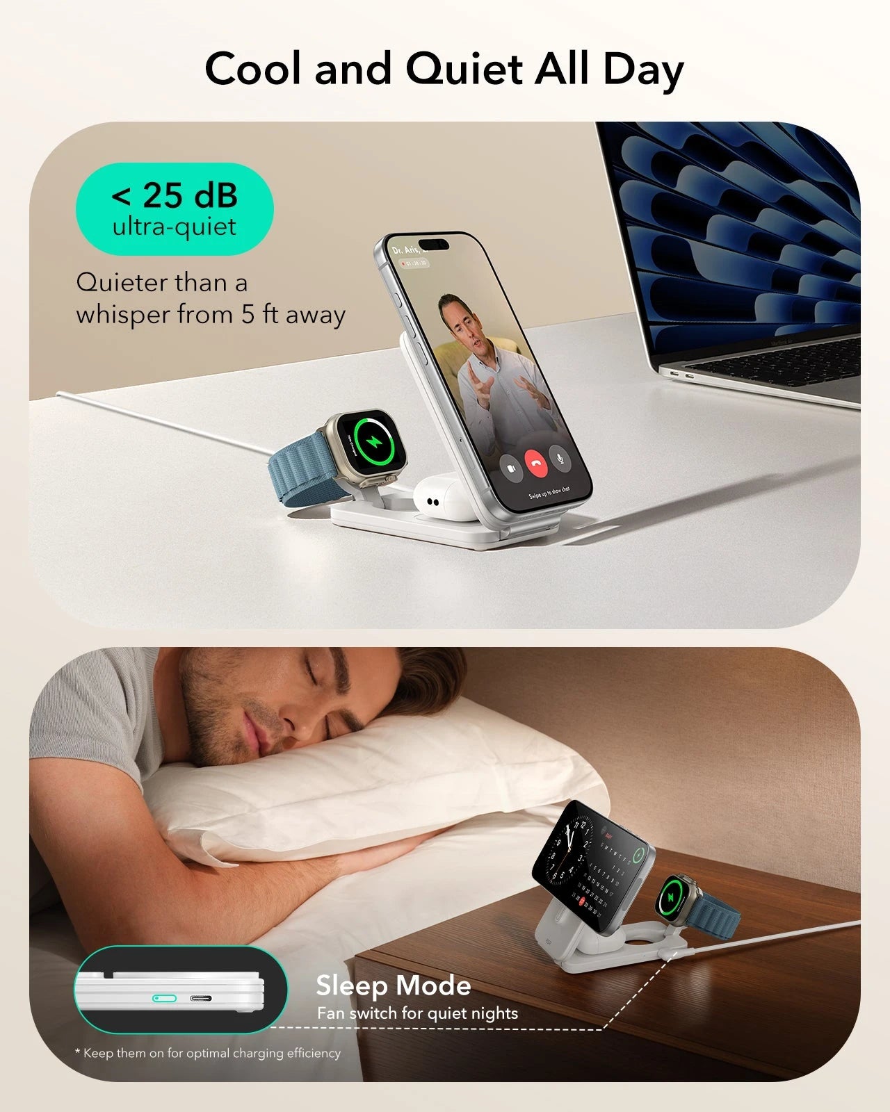 CryoBoost Foldable 3-in-1 Magnetic Charging Station (25W) – JP Plug-White - Image 9