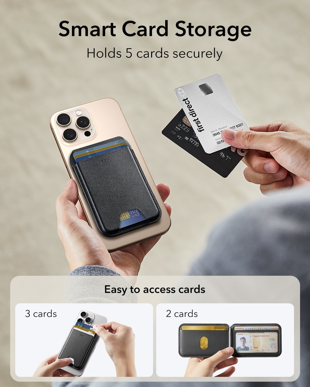 Classic Magnetic Wallet Stand for 5 cards - Dark Blue - Image 5