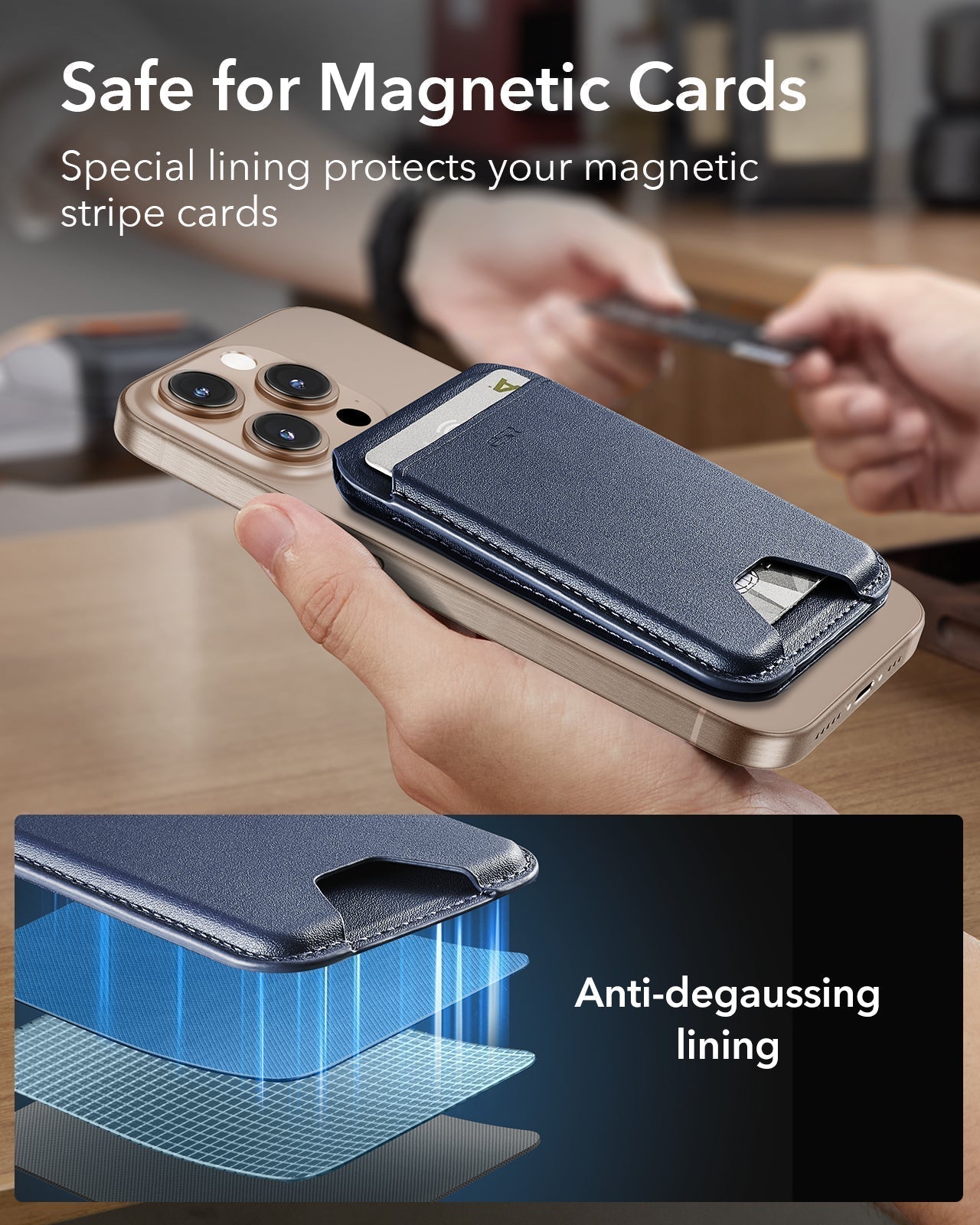 Classic Magnetic Wallet Stand for 5 cards - Dark Blue - Image 6
