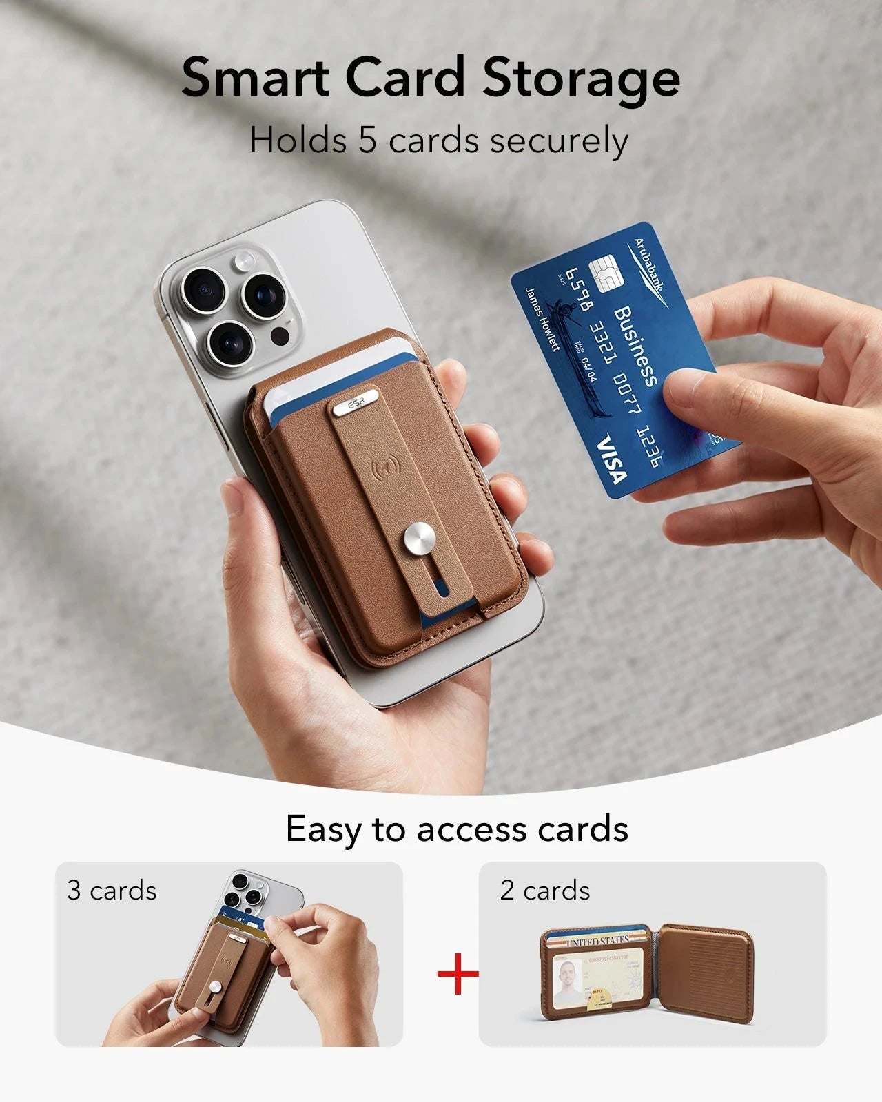 Geo Magnetic Wallet Stand (Grip) - Caramel Brown - Image 5