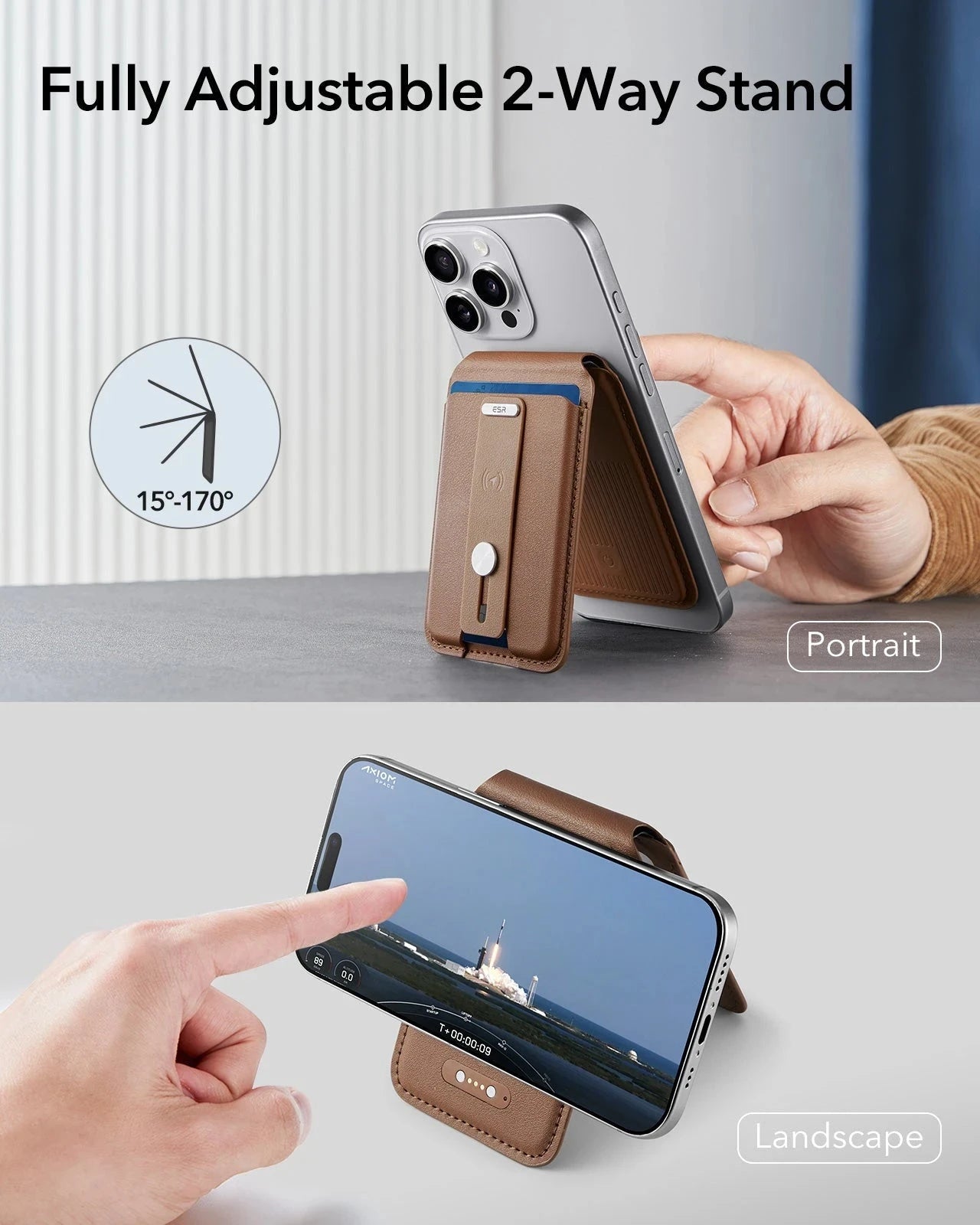 Geo Magnetic Wallet Stand (Grip) - Caramel Brown - Image 7
